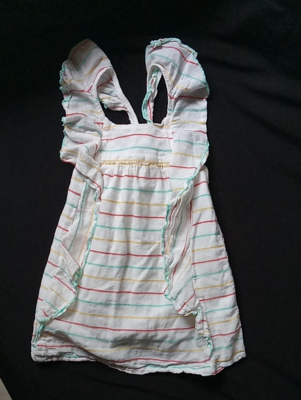 Cat & Jack White Sundress with Mint, Coral, and Yellow Stripes